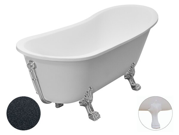 Besco Akrylátová volně stojící vana Olaya Glam G 160x68 s přepadem Typ a barva výpustě: bez odpadového sifonu, Barva podpěrných nožek: Černá mat