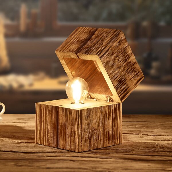 Trio Lighting Stolní lampa Treasure, přírodní povrchová úprava, dřevo, výklopná, Světlé dřevo, Obývací pokoj / jídelna, Dřevo