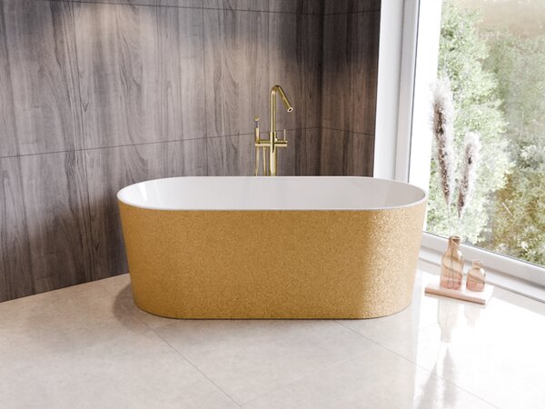 Besco Volně stojící vana z litého mramoru Lova Glam 160x74 Barva: Bílá/stříbrná