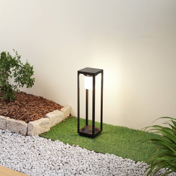Lucande LED solární světlo na cestu Nilea, 50 cm, černé, senzor, Černá, Hliník, Moderní