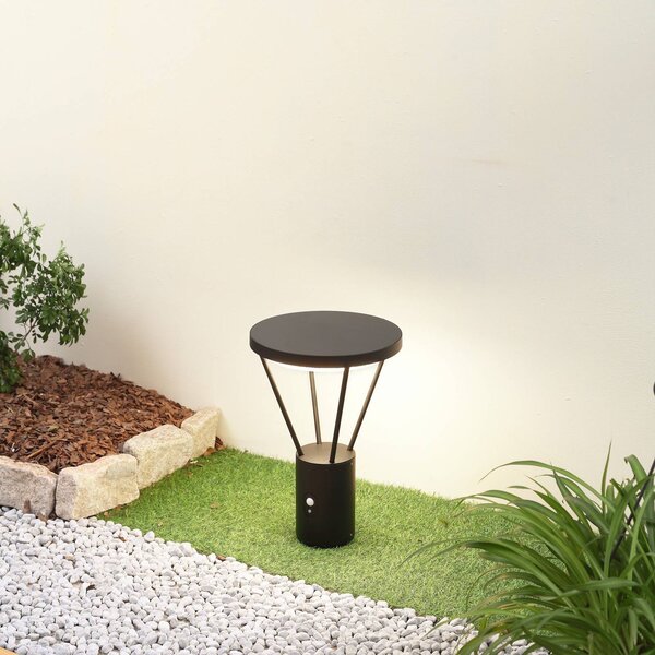 Lucande LED solární lampa Elario, 44 cm, černá, senzor, Černá, Hliník, Moderní