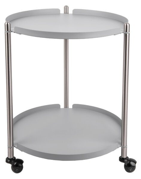 Select Time Šedo stříbrný odkládací stolek s kolečky Vadre
