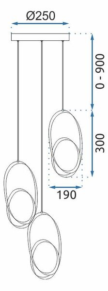 Toolight Toolight, LED závěsné svítidlo G082-3CPR, zlatá, OSW-09741