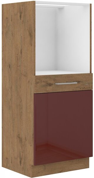 Nízká kuchyňská skříňka na troubu 60 x 145 cm 03 - VISION - Bordo / Dub lancelot