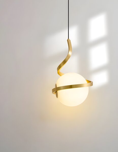 Toolight Toolight, LED závěsné osvětlení 1xE27, G020-CP, zlatá-bílá, OSW-04314