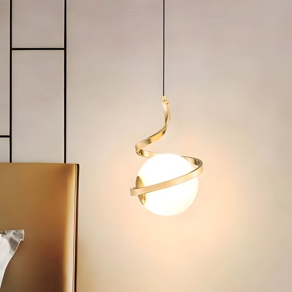 Toolight Toolight, LED závěsné osvětlení 1xE27, G020-CP, zlatá-bílá, OSW-04314
