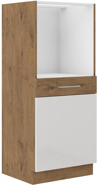 Nízká kuchyňská skříňka na troubu 60 x 145 cm 01 - VISION - Bílá lesklá / Dub lancelot