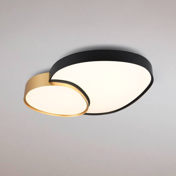Trio Lighting Stropní svítidlo LED Rise, černo-zlaté, 77 x 63 cm, stmívatelné, stmívatelný, Černá, Obývací pokoj / jídelna, kov, Moderní