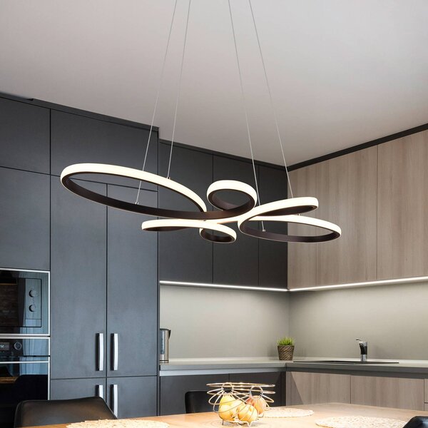 Trio Lighting Závěsné světlo Fly LED, matná černá, 3 000 K, 83 cm x 45 cm, stmívatelný, Černá, Obývací pokoj / jídelna, kov, Moderní