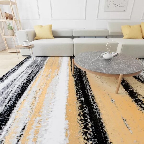 Makro Abra Kusový koberec moderní MAYA Pruhy Q542A žlutý šedý Rozměr: 160x230 cm