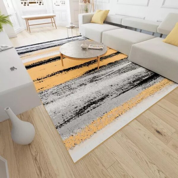 Makro Abra Kusový koberec moderní MAYA Pruhy Q542A žlutý šedý Rozměr: 160x230 cm