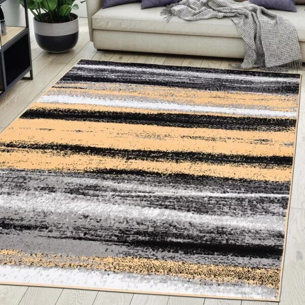 Makro Abra Kusový koberec moderní MAYA Pruhy Q542A žlutý šedý Rozměr: 160x230 cm