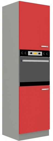 Vysoká kuchyňská skříň na vestavnou troubu 60x210 cm 04 - HULK - Červená lesklá