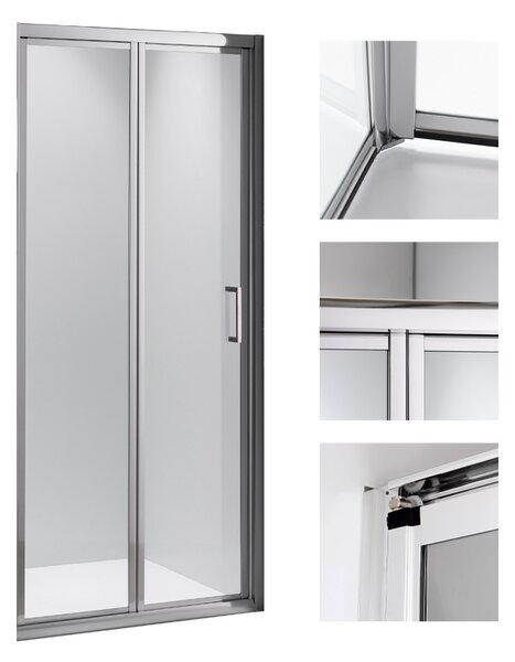 BPS-koupelny Zalamovací posuvné sprchové dveře HYD-DN09A 80 chrom/transparent pro instalaci do niky - bez vaničky