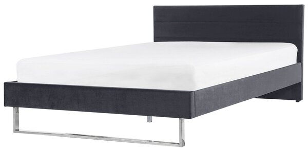 Sametová, šedá postel 180 x 200 cm BELLOU