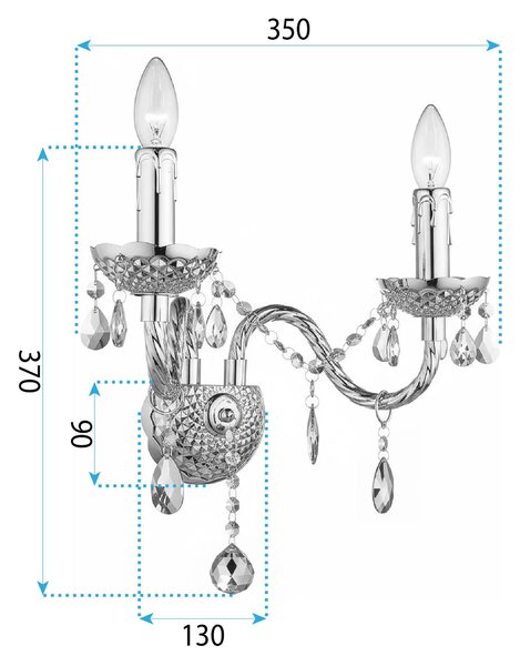 Toolight Rea, Nástěnné svítidlo EBT017-2W Transparent, OSW-01232
