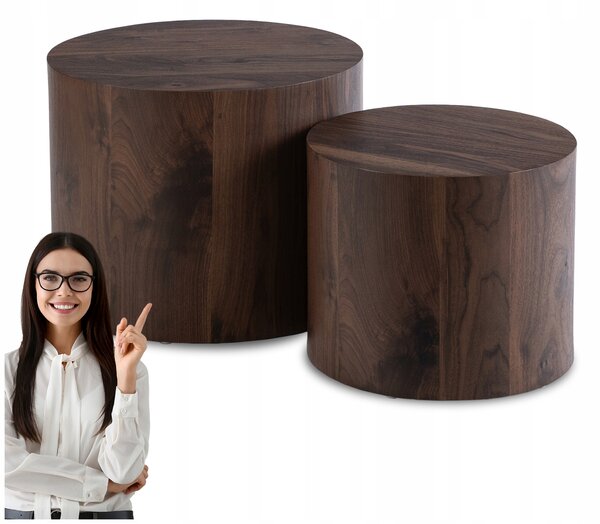 Konferenční stolek Mebel Elite kulatý 48 x 48 x 38 Cm dub ořech