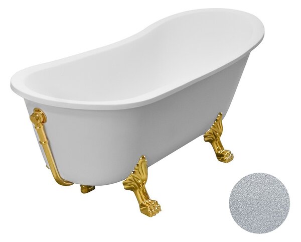 Besco Akrylátová volně stojící vana Olaya Glam S 160x68 s přepadem Typ a barva výpustě: bez odpadového sifonu, Barva podpěrných nožek: Bílá