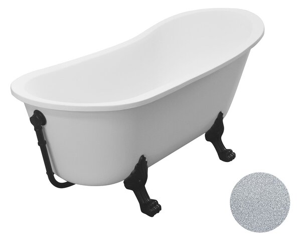 Besco Akrylátová volně stojící vana Olaya Glam S 160x68 s přepadem Typ a barva výpustě: bez odpadového sifonu, Barva podpěrných nožek: Bílá