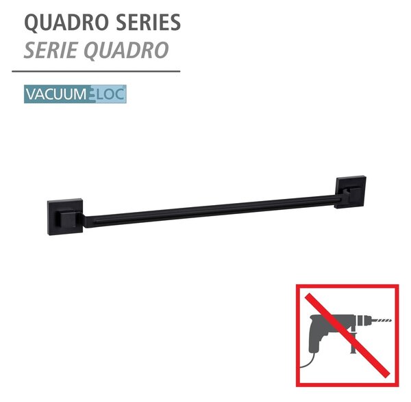 Černý samodržící držák na ručníky z nerezové oceli Quadro – Wenko