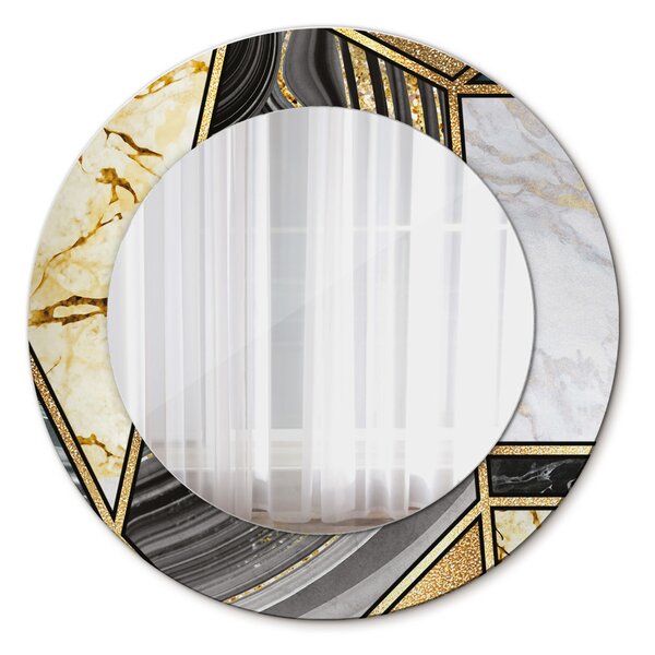 Kulaté dekorační zrcadlo Agat mramor a zlato
