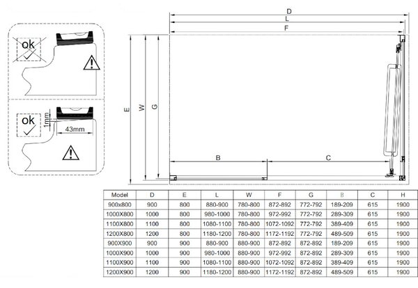 BPS-koupelny Obdélníkový sprchový kout HYD-OK-KA01 120x80 černá/transparent - bez vaničky