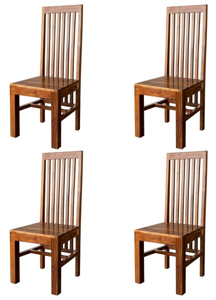 Designová židle s vysokým opěradlem, akácie, 46x46x109 , medově lakovaná sada 4 ks