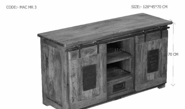 IRON Komoda 70x128 cm, mango, přírodní