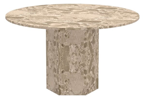 Světle hnědý mramorový kulatý jídelní stůl ø 130 cm Naxos – Actona
