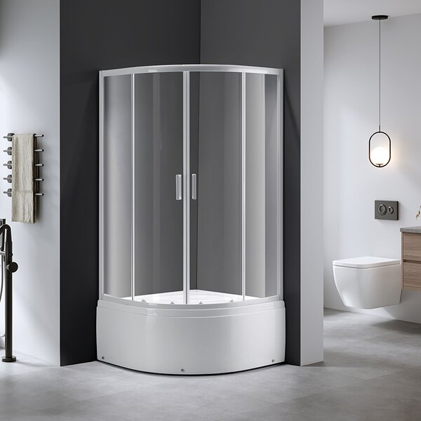 BPS-koupelny Čtvrtkruhový sprchový kout HYD-RK-MAJ80WH 80x80 cm, bílý v setu s hlubokou sprchovou vaničkou