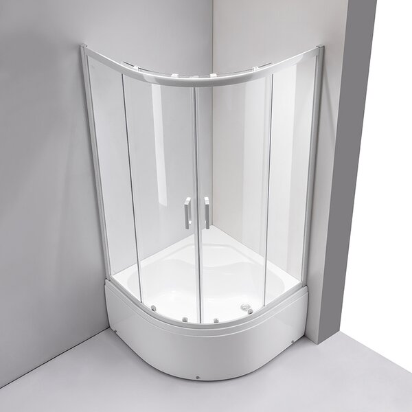 BPS-koupelny Čtvrtkruhový sprchový kout HYD-RK-MAJ80WH 80x80 cm, bílý v setu s hlubokou sprchovou vaničkou