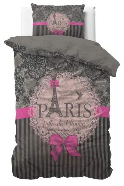 Bavlněné prodloužené povlečení I Love Paris 140x220 cm