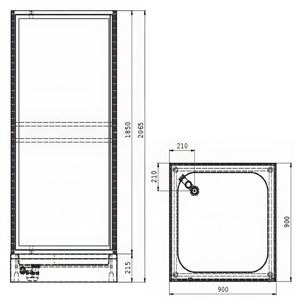 RR Machine Průmyslový sprchový box S BOX 90 - VDK, KŘÍDLOVÉ DVEŘE