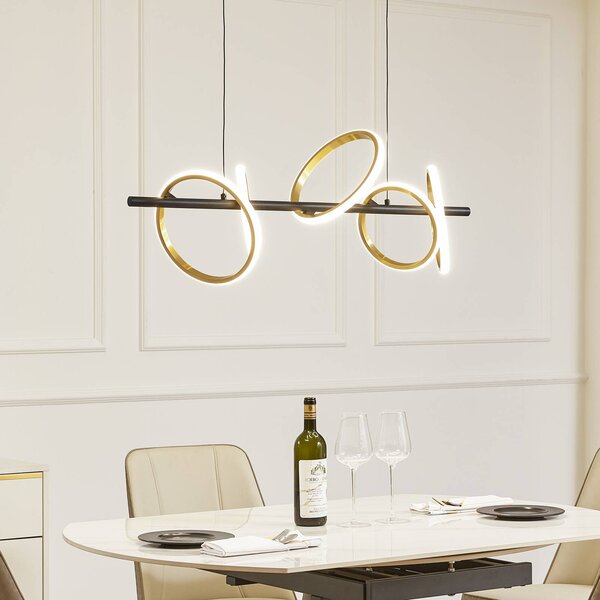 Lucande LED závěsné světlo Madu, černá barva, kov, délka 92,5 cm, Černá, Obývací pokoj / jídelna, kov, Moderní