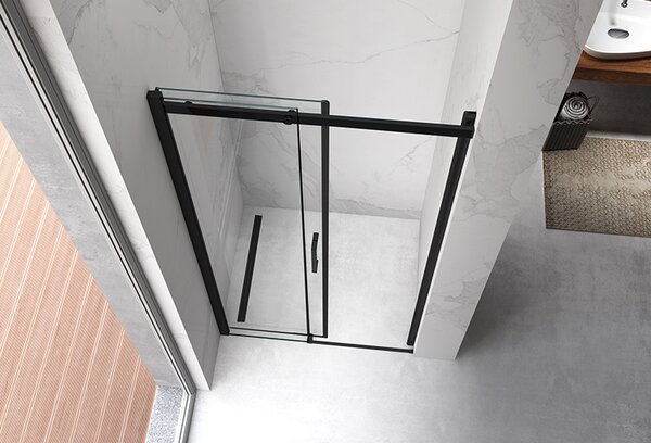BPS-koupelny Posuvné sprchové dveře HYD-PD09A 100 černá/transparent pro instalaci do niky - bez vaničky