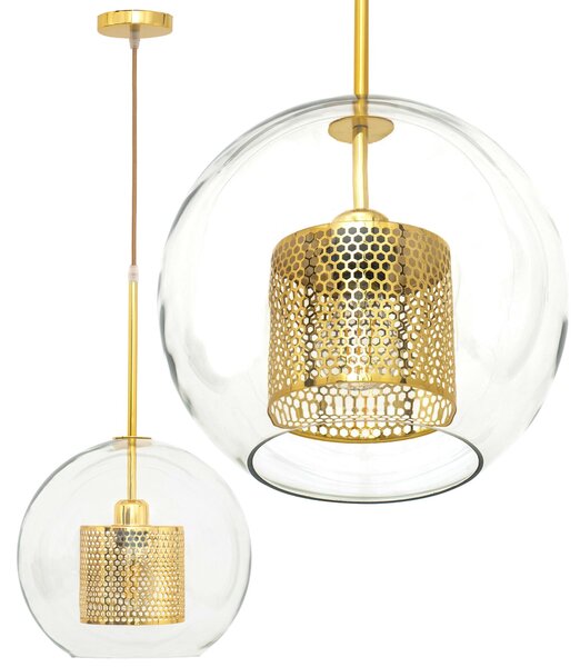 Toolight Závěsná lampa Glass Gold Loft APP555-1CP 25cm
