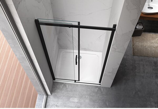 BPS-koupelny Posuvné sprchové dveře HYD-PD09A 100 černá/transparent pro instalaci do niky - bez vaničky