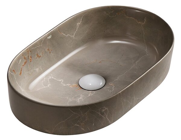 BPS-koupelny Keramické umyvadlo na desku HYD-CI-MAR8-460 46x31,5 cm, béžový mramor