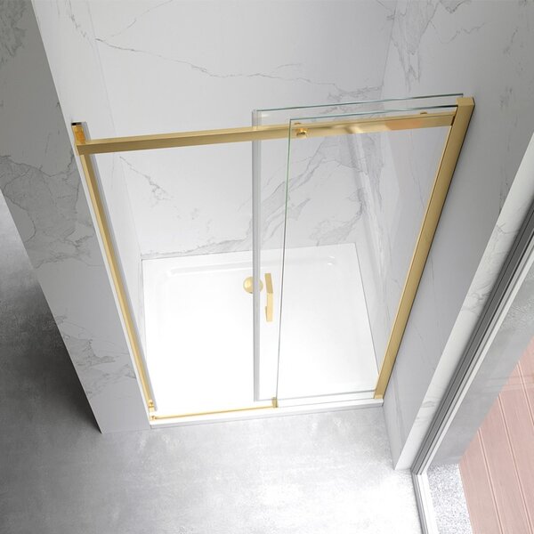 BPS-koupelny Posuvné sprchové dveře HYD-PD09A 100 zlatá/transparent pro instalaci do niky - bez vaničky