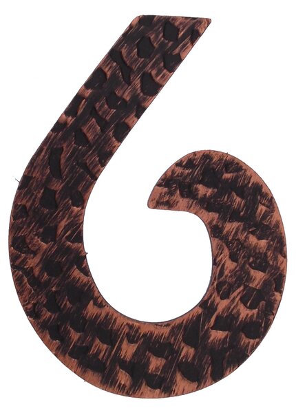 Kovaná číslice "6" měď