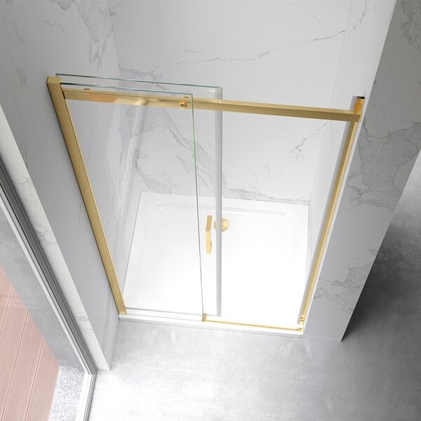 BPS-koupelny Posuvné sprchové dveře HYD-PD09A 100 zlatá/transparent pro instalaci do niky - bez vaničky