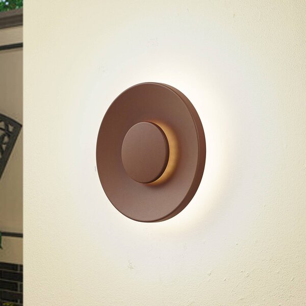Lucande Venkovní nástěnné svítidlo LED Kayana, rezavá barva, hliník, 24 cm, Hnědá / rez, Hliník, Moderní