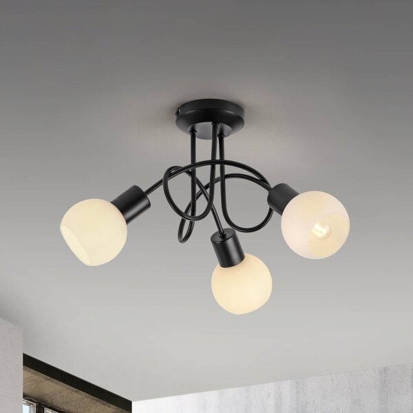 JUST LIGHT. GmbH Stropní svítidlo Loki, 3 světla, kulaté, černé, železo, Černá, Obývací pokoj / jídelna, kov