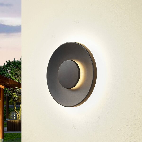Lucande Venkovní nástěnné svítidlo LED Kayana, černá barva, hliník, 24 cm, Černá, Hliník, Moderní