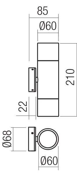 Redo Venkovní nástěnné LED svítidlo STAKE, 2xGU10, v. 21 cm, IP65 Barva: Mosaz