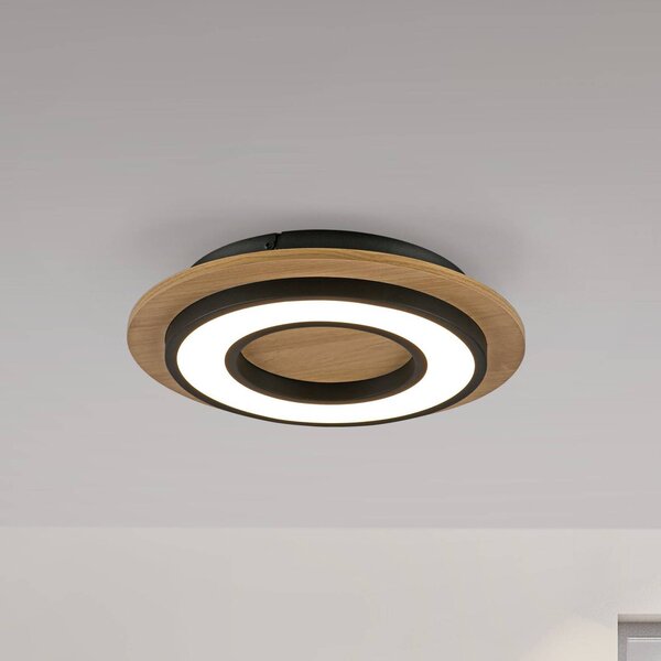 JUST LIGHT. GmbH LED stropní svítidlo Tola, kulaté, dřevo, 3 000 K, Světlé dřevo, Obývací pokoj / jídelna, Dřevo, Moderní