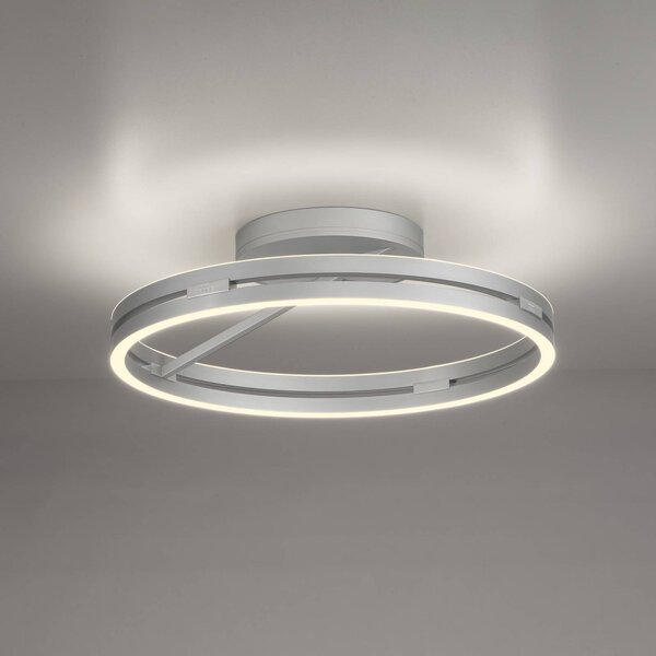 PURE LED stropní svítidlo Loop, hliník, kov, Ø 60 cm, stmívatelný, Hliník / šedá / zinek, Obývací pokoj / jídelna, Hliník, Moderní, Stropní svítidlo