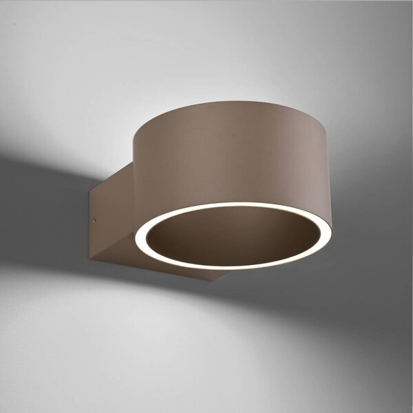 PURE LED nástěnné svítidlo Clipse, bronzová barva, hliník Ø 15 cm, stmívatelný, Bronz / starožitná mosaz, Obývací pokoj / jídelna, Hliník, Moderní, Nástěnné svítidlo