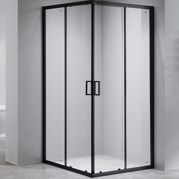 BPS-koupelny Čtvercový sprchový kout HYD-SK30B 90x90 černá/transparent + vanička HYD-SSV-SXL02B bílá