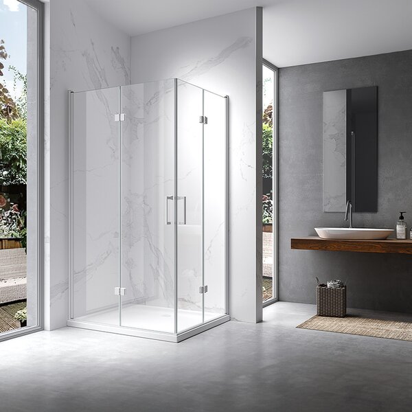 BPS-koupelny Obdélníkový sprchový kout HYD-OK12A 90x80 bílá/transparent - bez vaničky